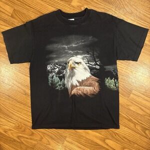 Vintage 90s Bald Eagle T Shirt Double Sided TNT Nature Graphic USA Mens L